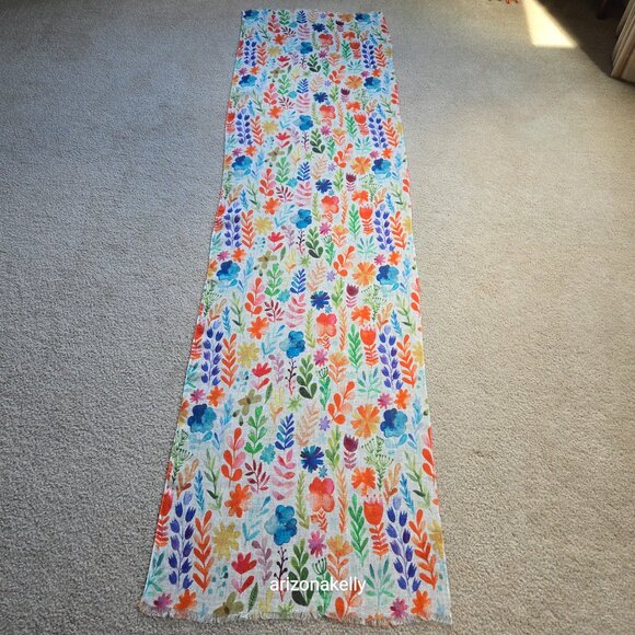 NWOT Linen Watercolor Flowers Colorful Art - Picture 2 of 10